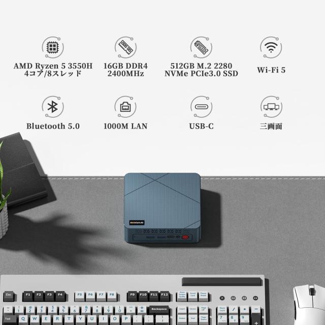 BOSGAME E2 ミニPC Windows 11 Pro AMD Ryzen 5 3550H 16GB DDR4 RAM