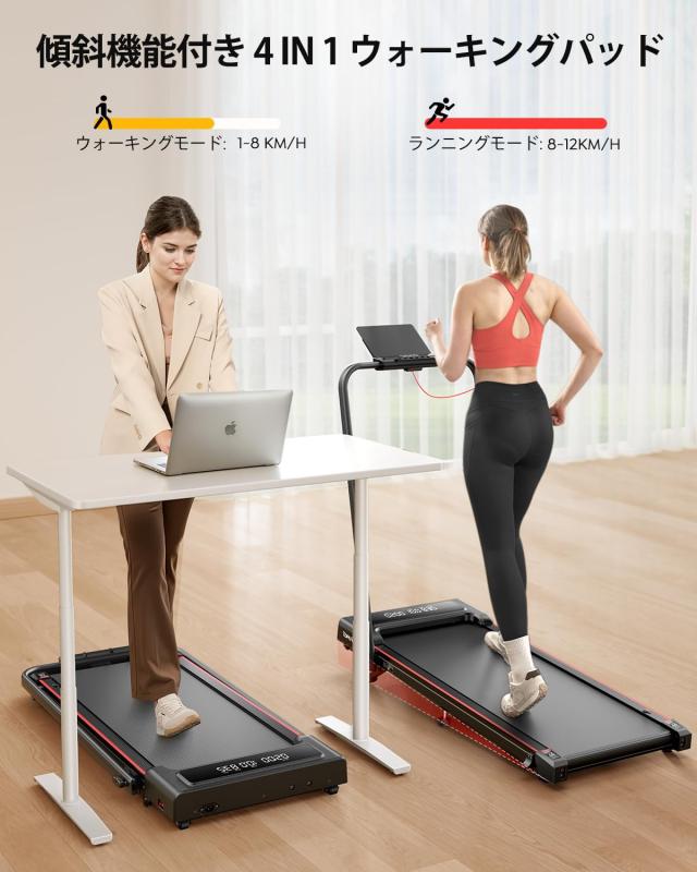 TOPUTURE ルームランナー 時速1~12km 傾斜9%電動 ランニングマシン APP