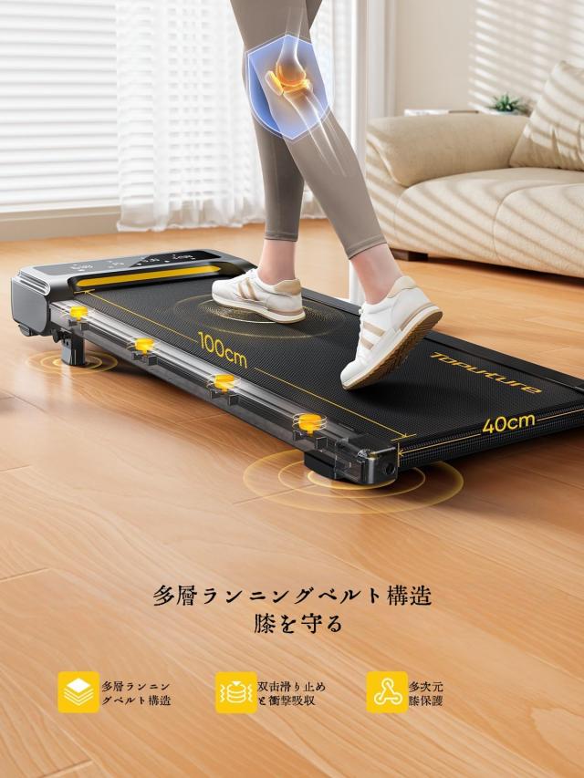TOPUTURE ルームランナー 傾斜9% 時速1~10km 電動ランニングマシン APP