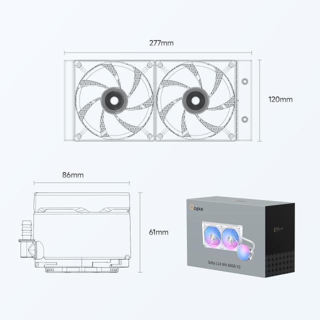 Ocypus Delta L24 ARGB CPUクーラー 簡易水冷 240mm、レイヤーARGBライティングエフェクト、TDP 280W、低ノイズポンプ、高性能4ピンPWM_8