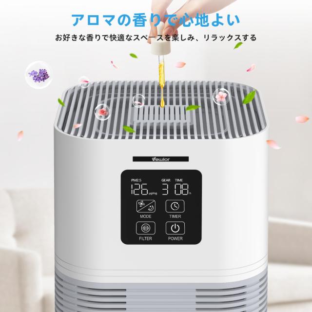 VEWIOR 空気清浄機 小型 静音 12~38畳 PM2.5自動空気質検知