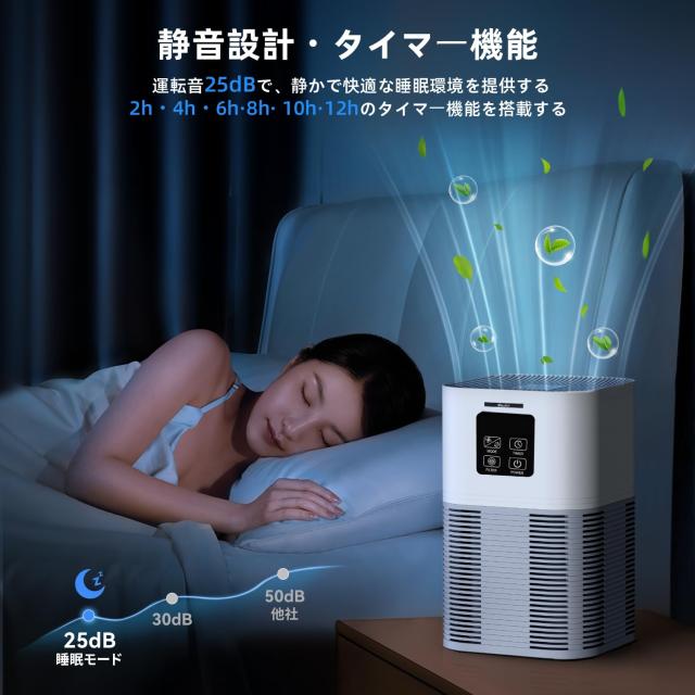 VEWIOR 空気清浄機 小型 静音 12~38畳 PM2.5自動空気質検知