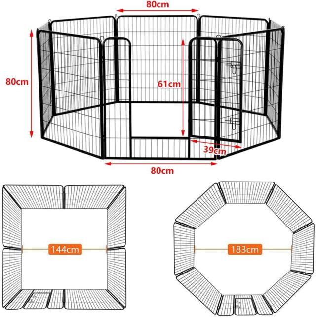 BAOJIADA 犬 サークル ペットフェンス 犬ゲージ 大型犬用 中型犬用 ペットサークル 屋内外兼用 バリアフリー 組立簡単 パネル8枚 複数連_1