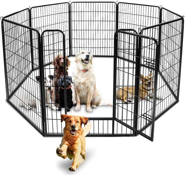 BAOJIADA 犬 サークル ペットフェンス 犬ゲージ 大型犬用 中型犬用 ペットサークル 屋内外兼用 バリアフリー 組立簡単 パネル8枚 複数連_7
