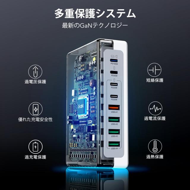 PD100 急速充電器 8 ポート シングルポート最大出力100W ノート
