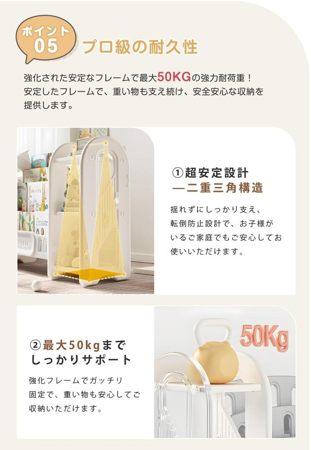 OSJ おもちゃ棚 絵本棚 3段 4段 ラックセット 大容量 組み合わせ可能 スリム ワイドタイプ グレー+ホワイト