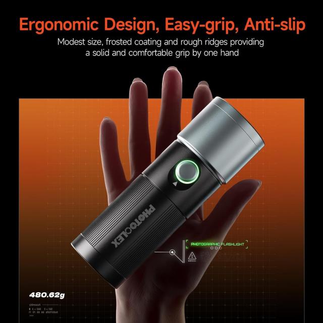 PHOTOOLEX LED撮影用ライト 4色モード 写真撮影用懐中電灯 8400mAh MAX10W 10段階の明るさ調節可能 充電式 4色補光灯 20種類のパターンフ