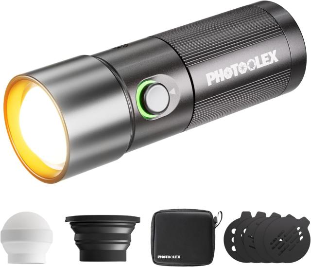 PHOTOOLEX LED撮影用ライト 4色モード 写真撮影用懐中電灯 8400mAh MAX10W 10段階の明るさ調節可能 充電式 4色補光灯 20種類のパターンフ