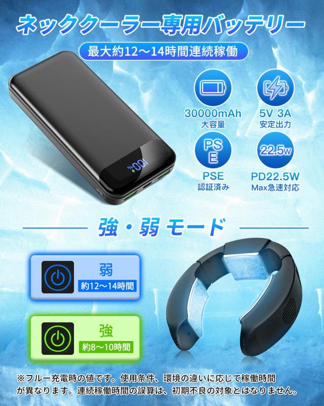 ネッククーラー 冷却プレート 3つ【2025最強＆ペルチェ素子搭載＆30000mAhバッテリー付き】首掛けクーラー 3つプレート -17℃瞬間冷却 静
