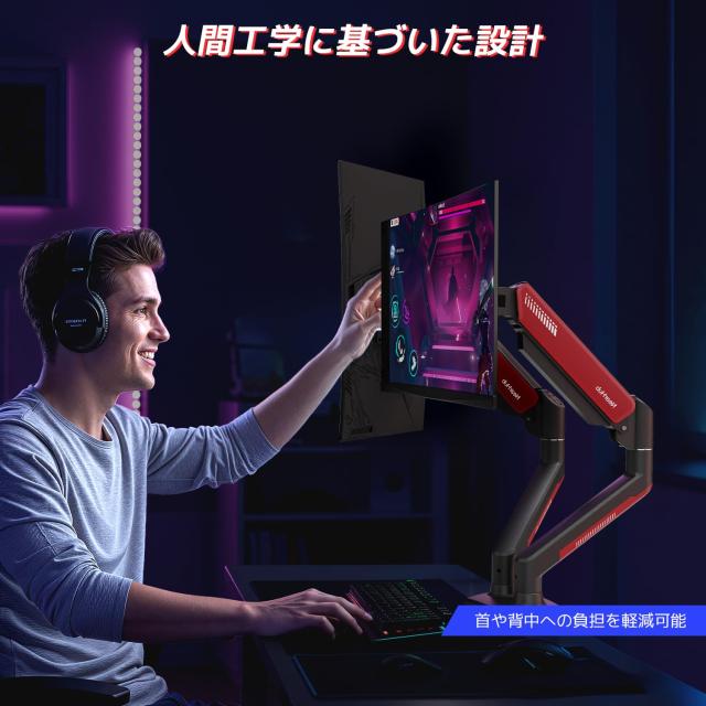NearHub モニターアーム デュアル 2画面 上下 13~32インチ対応 耐荷重:10kg VESA規格 75x75mm/100x100mm 【ガス式 グロメット式＆クラン_5