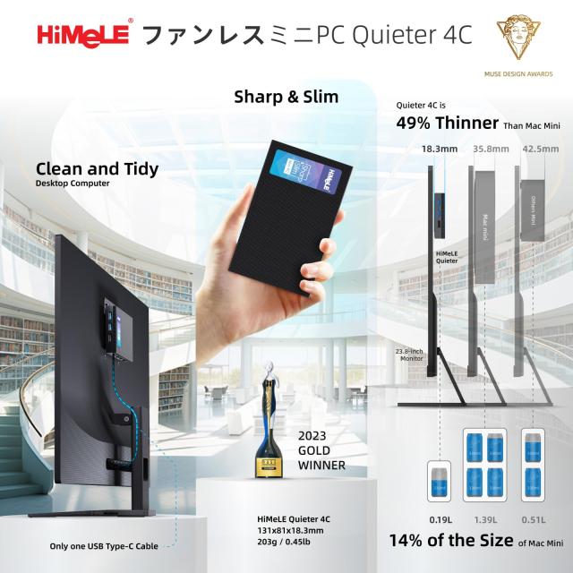 HiMeLE Quieter4C N150 ファンレスミニPC OS搭載（最大3.6GHz 4コア/4スレッド） 16GB LPDDR5 512GB デスクトップPC 4Kトリプルディスプ_3