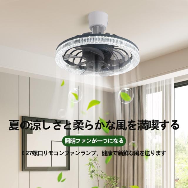Aerlife【2025新規】シーリングファンライト 調光 調色 6~10畳 ファン付き照明 E26口金 LED天井ファン リモコン付 DCモーター 4段階風速