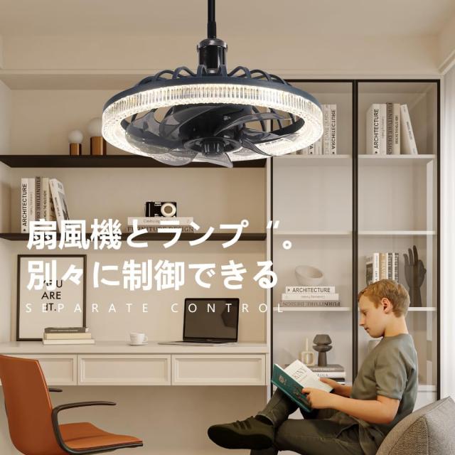 Aerlife【2025新規】シーリングファンライト 調光 調色 6~10畳 ファン付き照明 E26口金 LED天井ファン リモコン付 DCモーター 4段階風速