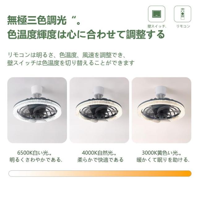 Aerlife【2025新規】シーリングファンライト 調光 調色 6~10畳 ファン付き照明 E26口金 LED天井ファン リモコン付 DCモーター 4段階風速