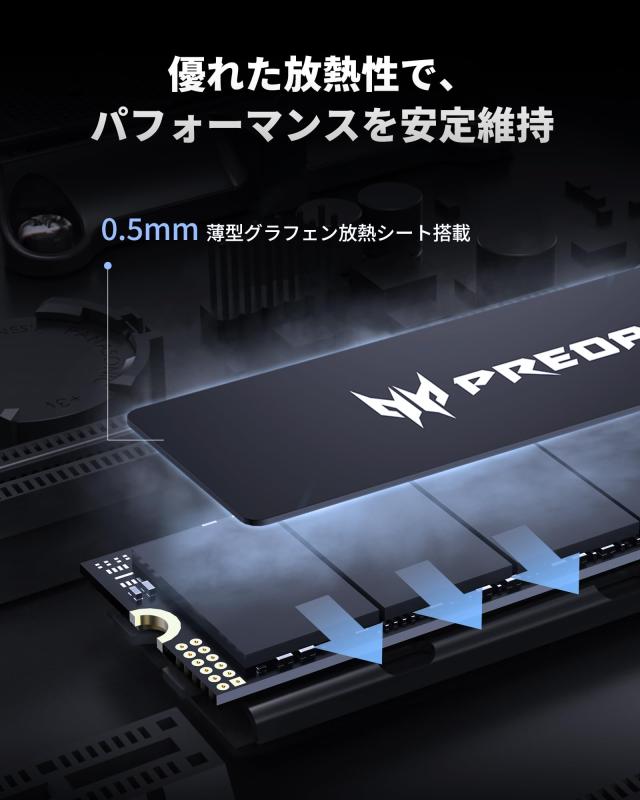 Acer Predator M.2 SSD 2TB GM6 NVMe2.0 2280 PCIe Gen4×4 超高速(最大