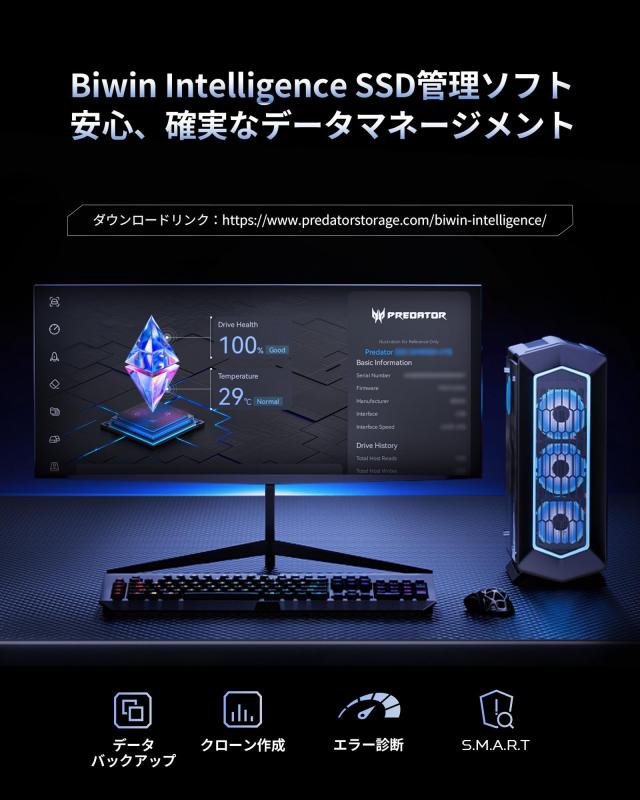 Acer Predator Gen5 M.2 SSD 1結核症 GM9 NVMe2.0 2280 PCIe Gen5×4 超高速道路 14500MB/s 最高限度読込速度 内蔵SSD 高耐久 3D NAND TLC 製造会社5
