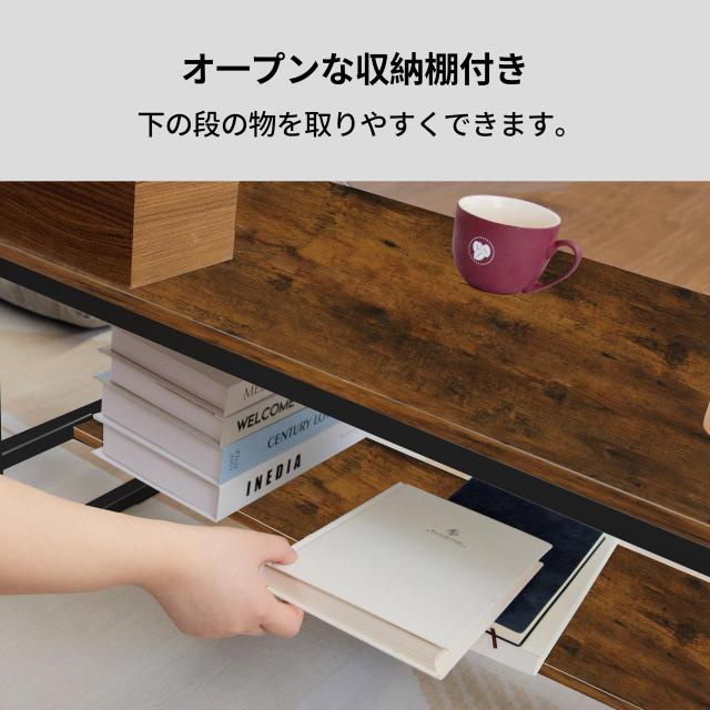LunarLight ローテーブル 幅80奥行45高さ38cm センターテーブル リビングテーブル コーヒーテーブル 机 座卓 コンパクトデザイン 収納棚_3