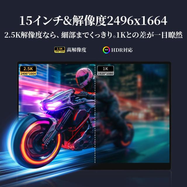 HAILESI モバイルモニター 15インチ 2496*1664 3:2画面比 ポータブル