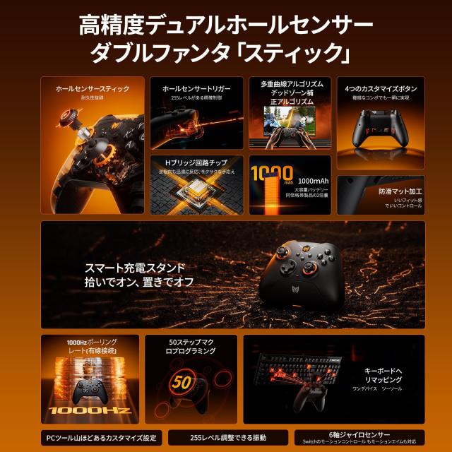 ゲームハンドル、BIGBIG WON Gale Hall PCコントローラー、モーションコントロール、ホールジョイスティック＆トリガー、3ペアのサムステ_1