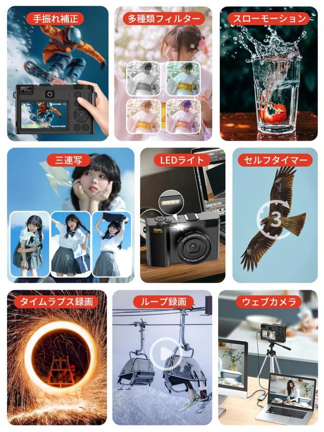 Moledro WIFI転送機能 デジタルカメラ スマホに送れるデジカメ 5K 6400万画素 デュアルレンズ 64GBマイクロSDカード付き 18倍デジタルズ_6
