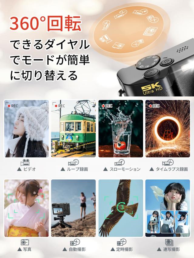 Moledro WIFI転送機能 デジタルカメラ スマホに送れるデジカメ 5K 6400万画素 デュアルレンズ 64GBマイクロSDカード付き 18倍デジタルズ_7