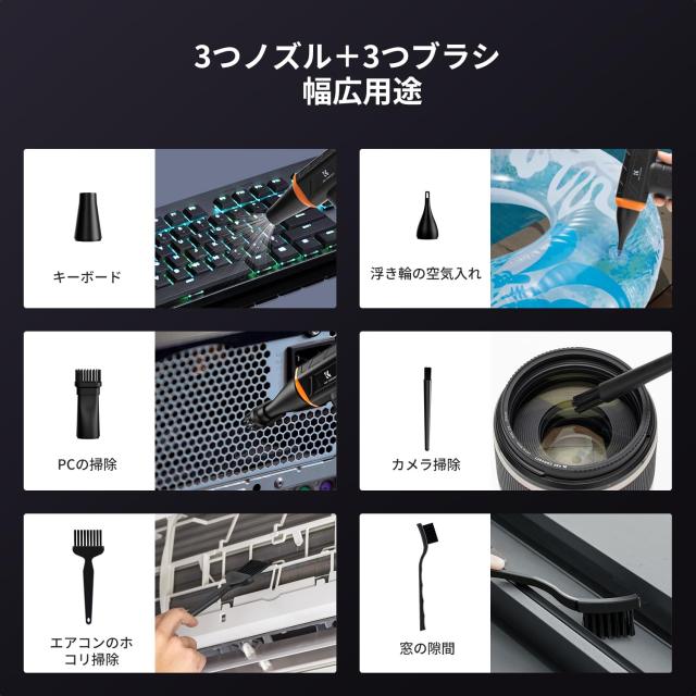K＆F CONCEPT エアダスター 充電式ブロワー 超強力 150000RPM 超強力3段階風量調整 8000mAhバッテリー 長時間連続使用可能 Type-C充電式 L_5