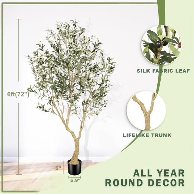 LYERSE フェイクオリーブの木 【高さ183cm】大型 人工観葉植物 観葉樹 空気清浄 大型光触媒 消臭対応 リアルな樹形 室内インテリア 玄関_3