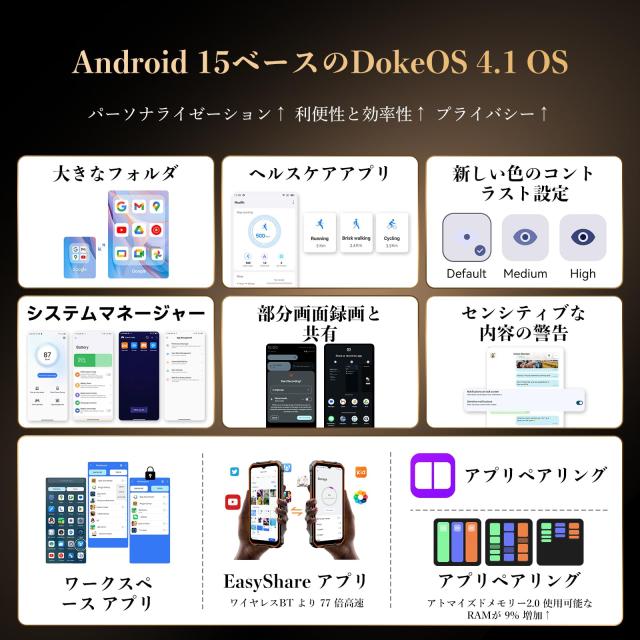 OSCAL Marine2 タフネススマホ Android 15 スマホ 24GB RAM+256GB ROM 