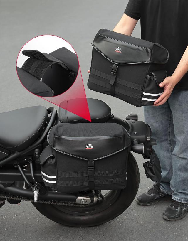 KEMIMOTO バイク サイドバッグ 左右セット サドルバック 30L大容量 撥水対応 小物収納 汎用 取付簡単 自転車 ツーリングバッグ オートバ_5