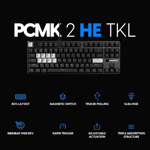 Pulsar Gaming Gears PCMK 2HE TKL ゲーミング キーボード ANSI 英語配列 87キー 磁気スイッチ 8K Polling Rate【国内正規品】