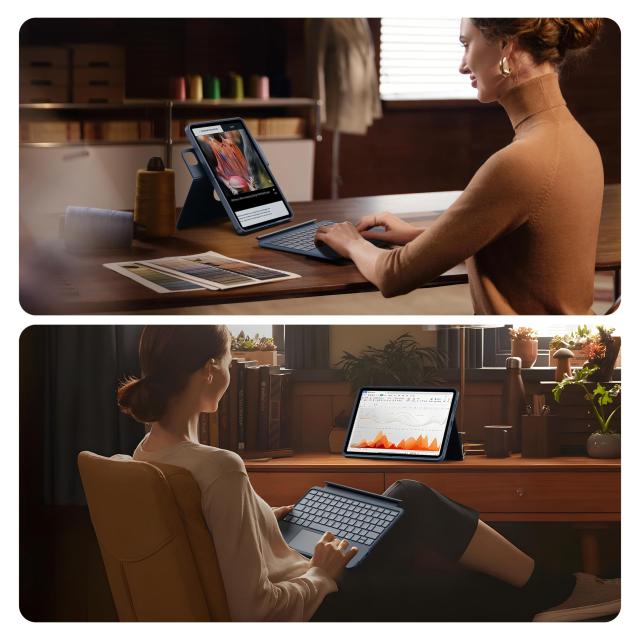 HOU iPad キーボード付きケース for iPad Air 7 (M3) 11インチ 2025 /Air 6 M2/5/4世代 ＆ iPad Pro 11（第4/第3/第2/第1世代）磁気分離式