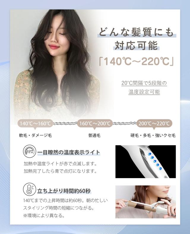 BAYATA コテ 38MM ヘアアイロン カールアイロン 【瞬間水分蒸発しない