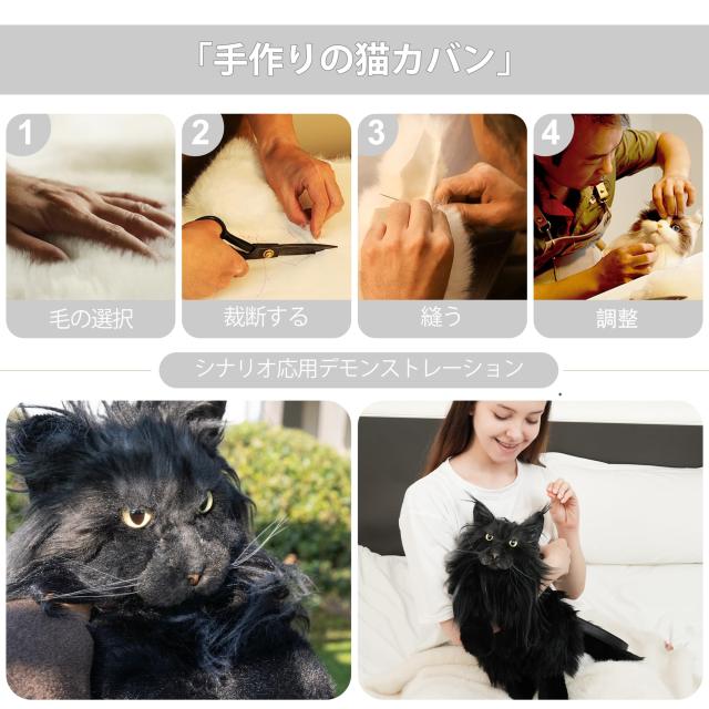 Chongker 猫ぬいぐるみ 本物そっくり - リアルな猫型リュック、手作り、猫のぬいぐるみペット、可愛らしい外観、適切な容量、素敵なアク_4