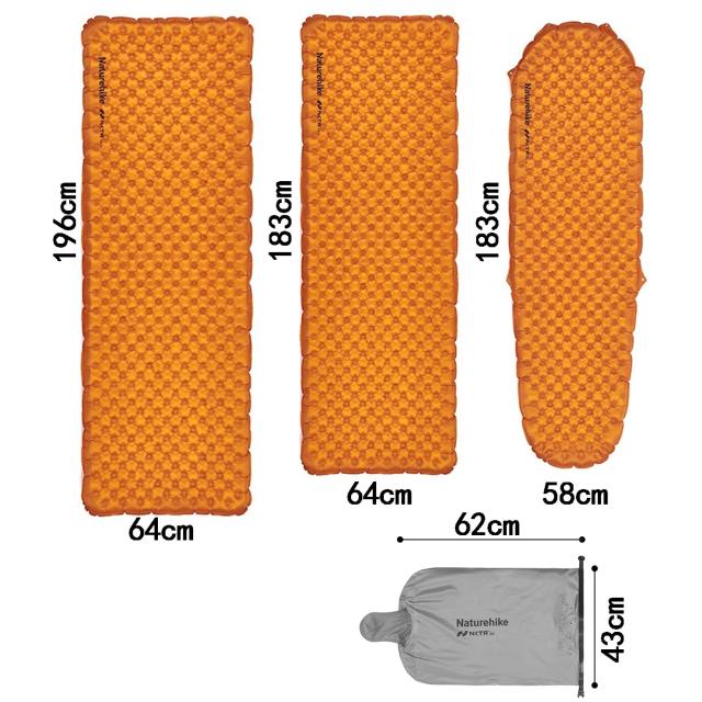 Naturehike Tuye エアーマット SGS認証 R3.2~8.8 約500g超軽量 厚手8~12cm -30℃以上対応 コンパクト 八層保温 ミイラ連結可能 インフレ