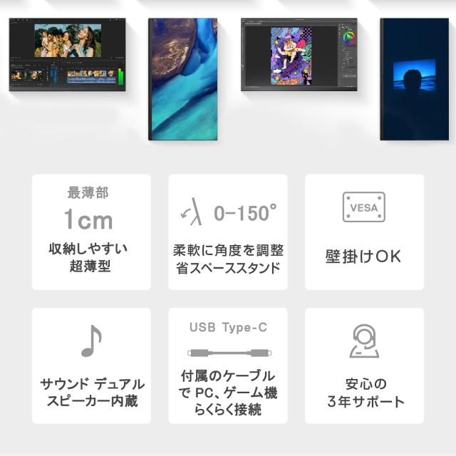 Acouto Zen21 モバイルモニター 21.5インチ 自立型スタンド 100Hz