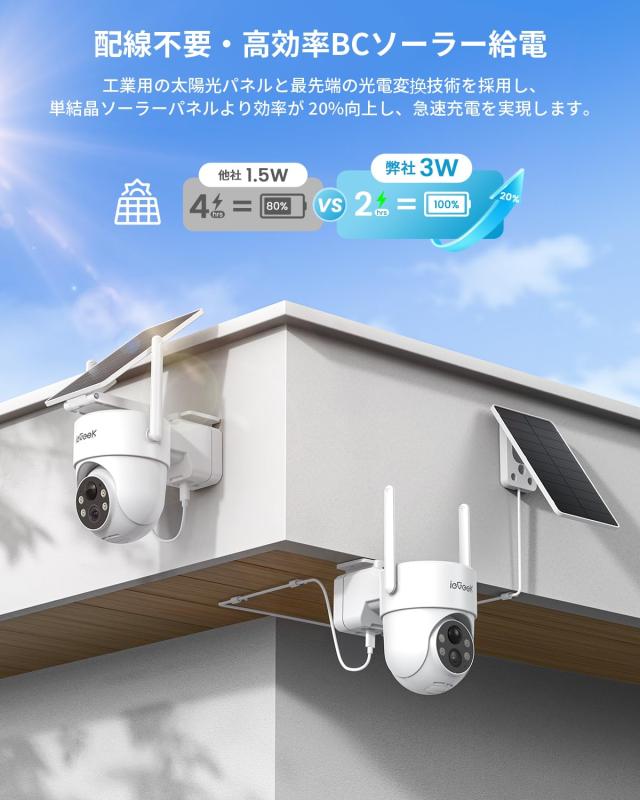 2025ソーラーパネル一体型・分離型両用防犯カメラ】 ieGeek 防犯カメラ