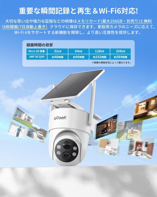 2025ソーラーパネル一体型・分離型両用防犯カメラ】 ieGeek 防犯カメラ