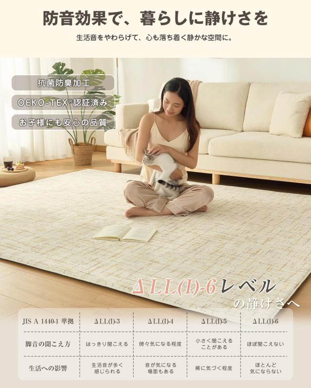 VK Living カーペット ラグ 極厚25mm ラグマット 厚手【新開発ミルクラフィネ生地】190×190cm 約2畳 北欧 おしゃれ 抗菌防臭 防音 滑り_4