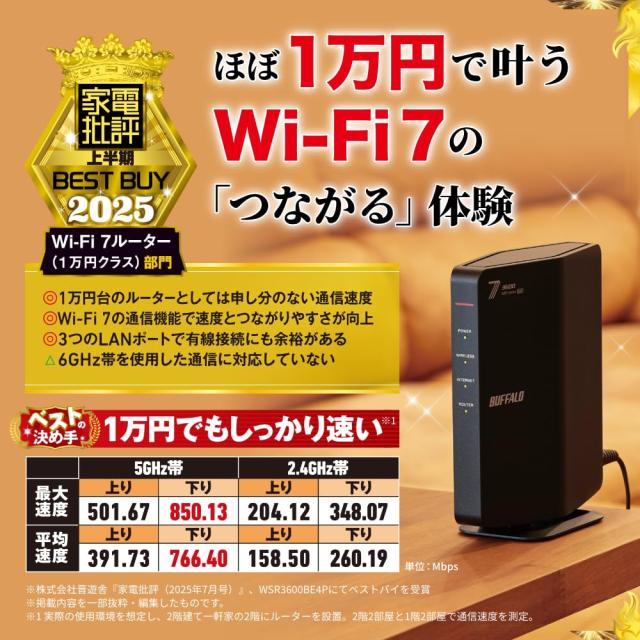 Amazon.co.jp限定】バッファロー WiFi ルーター 無線 LAN Wi-Fi 7 11be