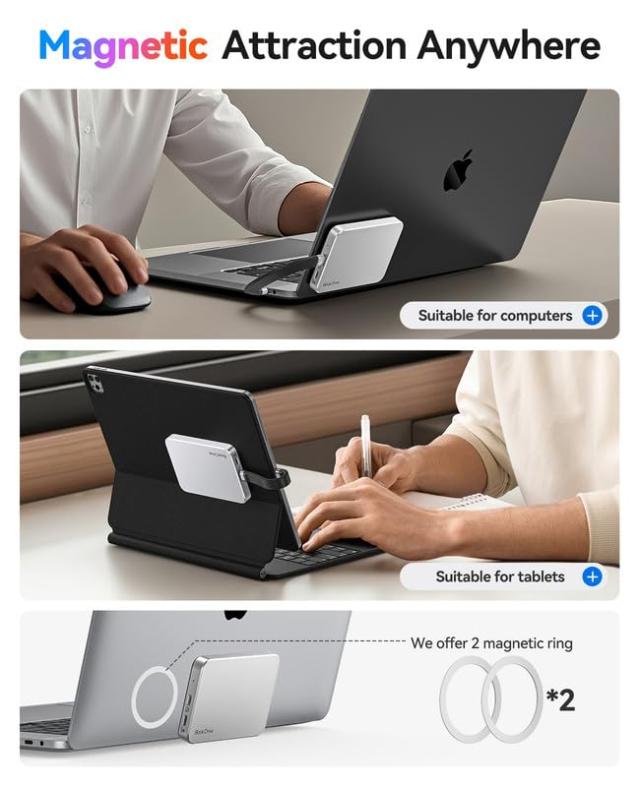 ORICO BookDrive 1TB 外付けSSD magsafe対応 PD100W充電 ノートPC・iPhone 16/15・USB-Cスマートフォン・タブレット用 マグネット式 ポー_1
