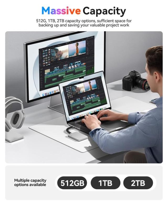 ORICO BookDrive 1TB 外付けSSD magsafe対応 PD100W充電 ノートPC・iPhone 16/15・USB-Cスマートフォン・タブレット用 マグネット式 ポー_3