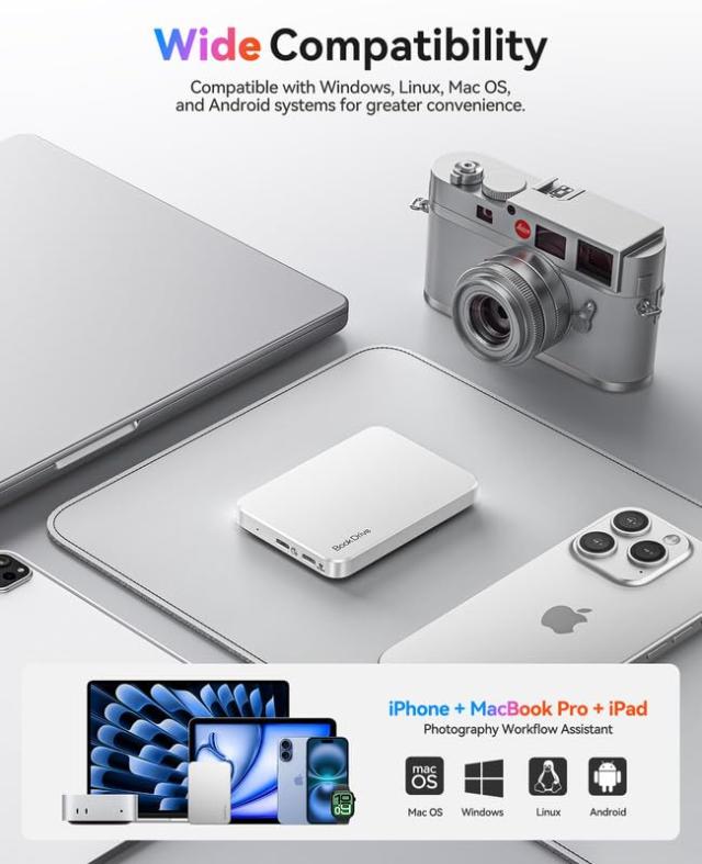 ORICO BookDrive 1TB 外付けSSD magsafe対応 PD100W充電 ノートPC・iPhone 16/15・USB-Cスマートフォン・タブレット用 マグネット式 ポー_5