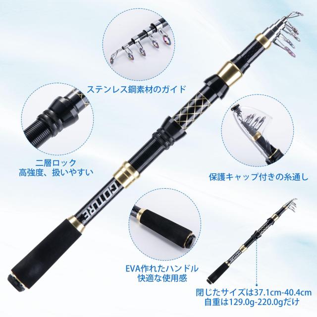 Goture 釣りセット 投げ竿 シーバスロッド 1.8m スピニングリール3000番付属 66枚ルアー 初心者向け 伸縮式 超軽量 防水収納バッグと日本