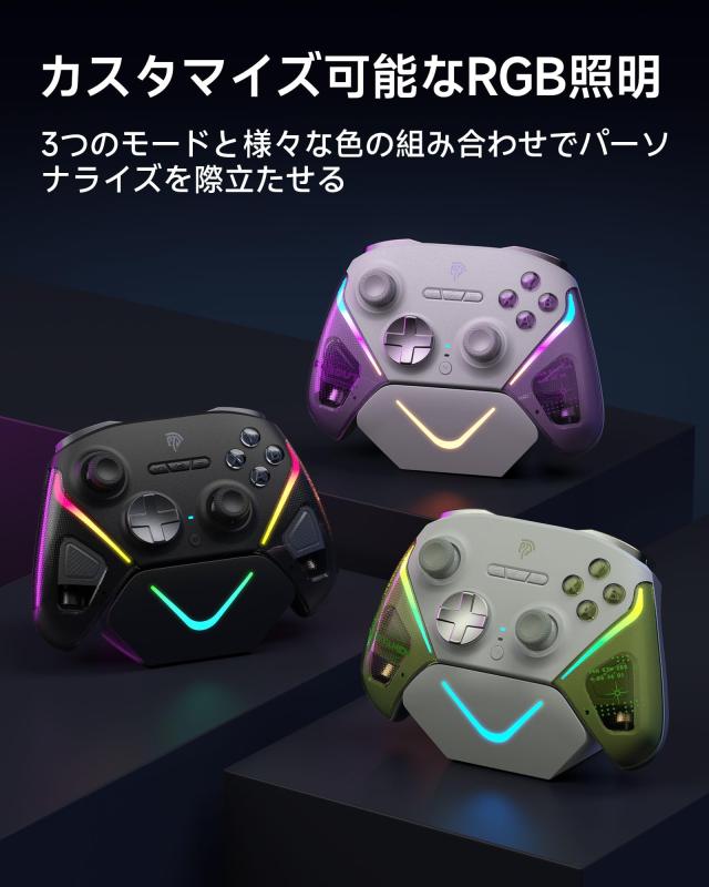 EasySMX D10 PC コントローラー、充電ドック、無線 ゲームパッド、TMR ジョイスティック付きゲーム コントローラー、1000Hz ポーリングレ_3