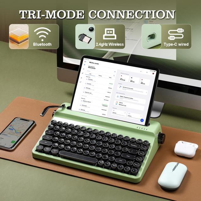YUNZII QL75 タイプライターキーボード ワイヤレス レトロメカニカルキーボード ホットスワップ対応 パンクスタイルの丸型キーキャップ R_2
