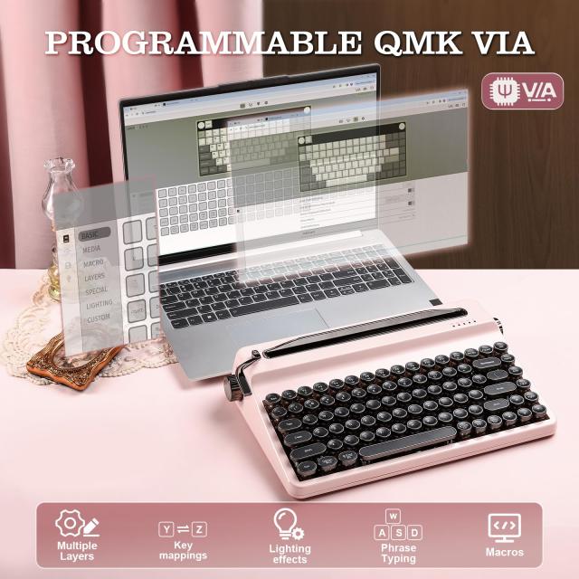 YUNZII QL75 タイプライターキーボード ワイヤレス レトロメカニカル