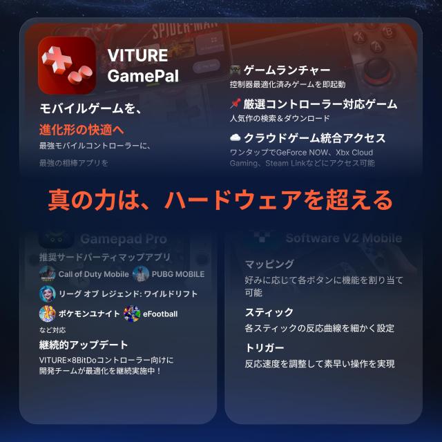 VITURE × 8BitDo Ultimateスマホ コントローラー- 世界初XRグラス対応 Android用 低遅延USB-C接続 プラグ＆プレイ 充電しながらプレイ H_6
