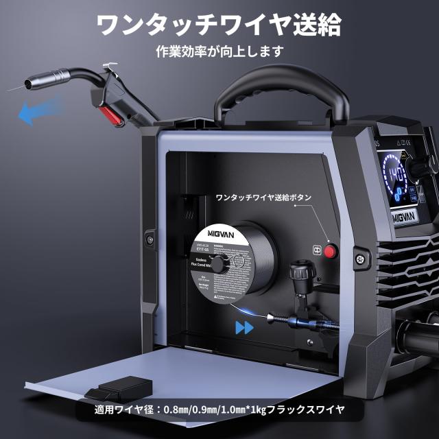 MIGVAN 溶接機 100v 200v兼用 ノンガス半自動 140A 使用率60% 1台3 MIGVAN 溶接機 100v 200v兼用 ノンガス半自動 140A 使用率60% 1台3