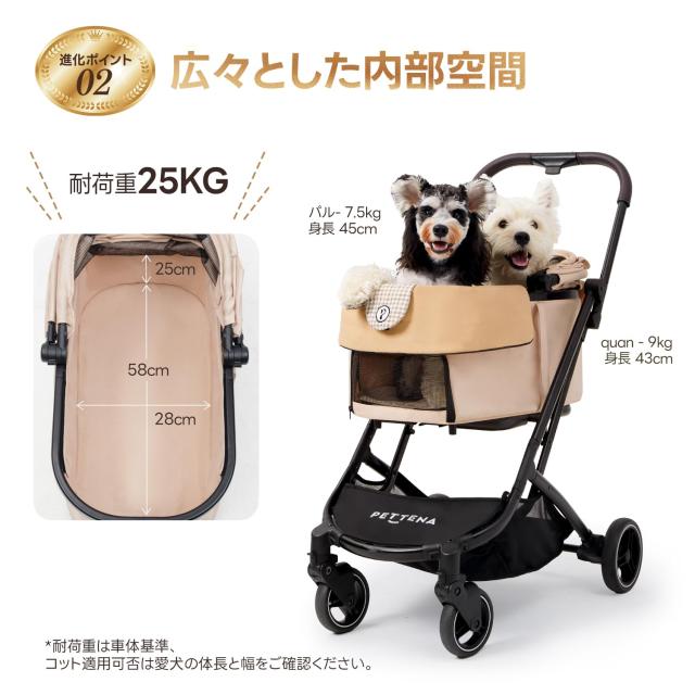 最新の1秒コット付折り畳み】PETTENA ペットカート 小型犬 分離型 犬