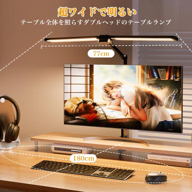 IFEND デスクライ LED目に優しい クランプ 多角度調節24W 4段階色温度 階明るさ5段階 無段階調光 電気スタンド1700LM超高輝度 タイマー機